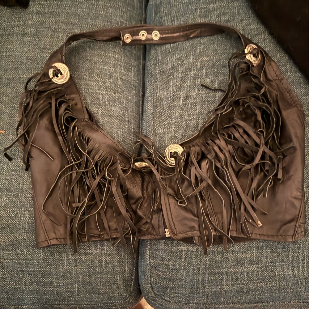 Fringed Leather Crop Top